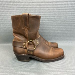 Frye Harness 8R Womens Moto Leather Boots Womens Size 7.5 Smoke Brown 77455
